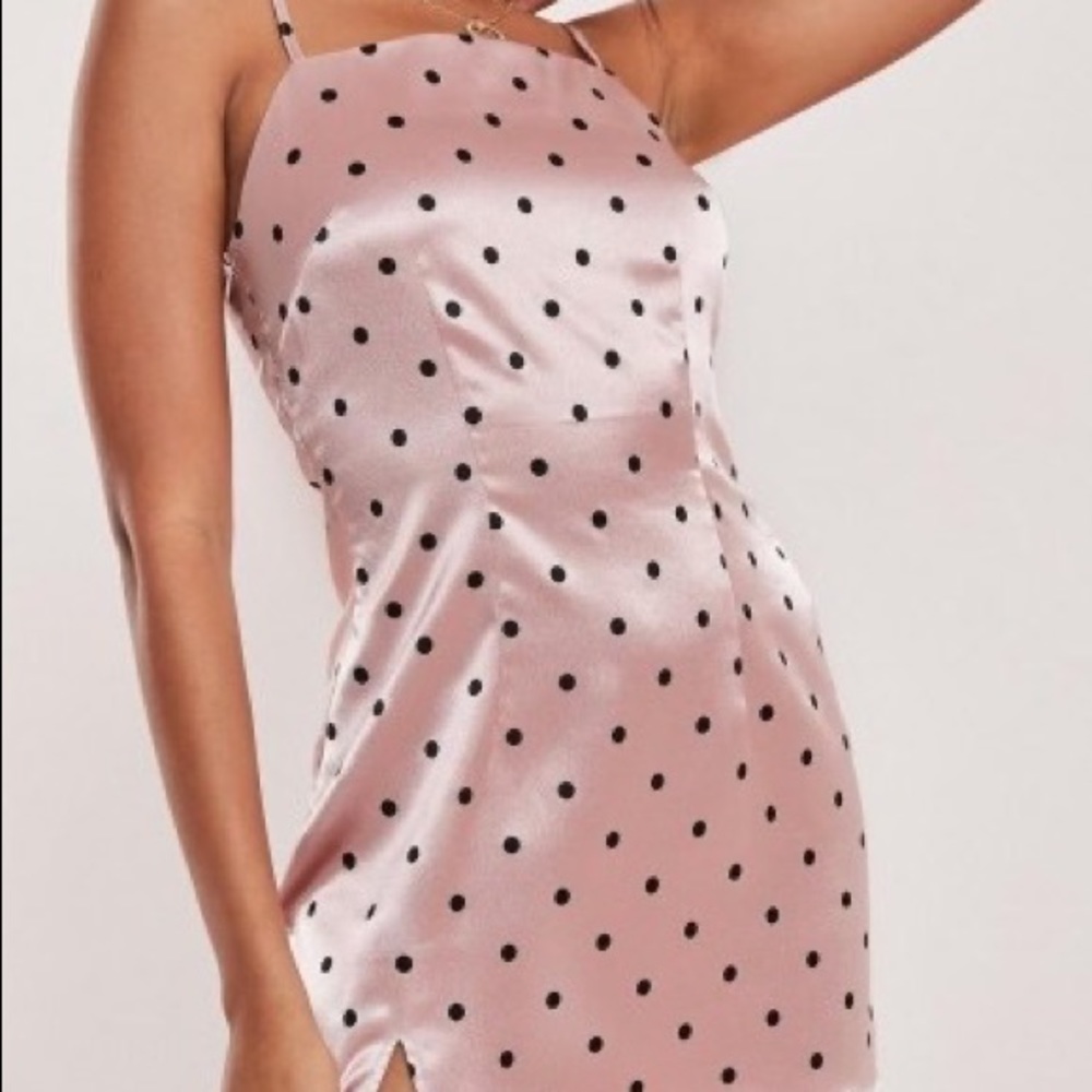 NWT New never worn missguided cute satin polka dot dress. Cute mini. Clean!